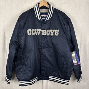 Dallas Cowboys Satin Bomber Jacket Blue Mens Size XL NFL Team Apparel NWT